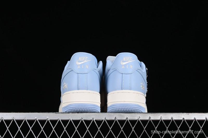 Nike Air Force 1 '07 Low Stussy Collaboration - Sky Blue Low-Top Casual Sneakers - BB9599-201