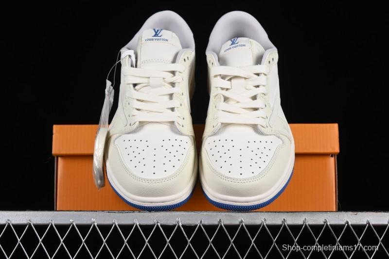 Nike Travis Scott x Fragment Design x Air Jordan 1 Low OG SP AJ1 LV Collaboration Light Blue Low-Top Casual Sneakers - LJ5188-007