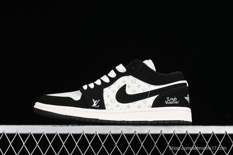 Nike Air Jordan 1 Low LV Collaboration - Black White Panda Custom Culture Casual Sneakers SJ9950-001