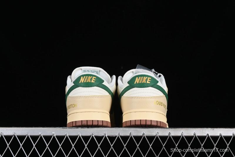 Nike SB Dunk Low LV Collaboration - Beige Green Anniversary High-End Custom Low-Top Casual Skate Shoes - LV6188-003
