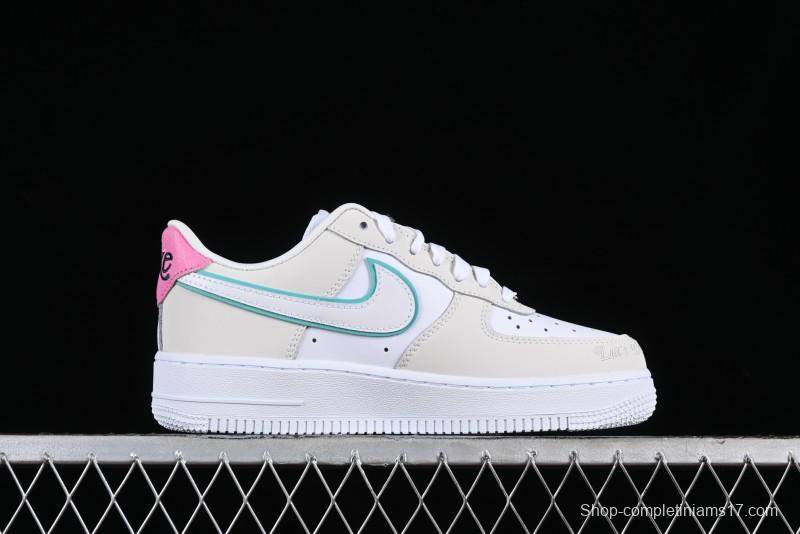 Nike Air Force 1 '07 Low Grey White Pink Casual Sneakers - HM3694-011