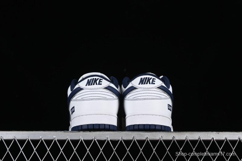 Nike Supreme x SB Dunk Low Collaboration - Navy Blue Anniversary High-End Custom Low-Top Casual Skate Shoes - DY1503-005