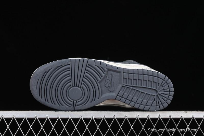 Nike SB Dunk Low LV Collaboration - Straps Lamborghini Off White Dark Grey Swoosh Anniversary High-End Custom Low-Top Casual Sneakers - SJ2068-262