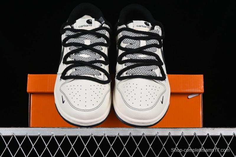 Nike SB Dunk Low Carhartt Collaboration - Strap Black Hook Anniversary High-End Custom Low-Top Casual Skate Shoes - SJ2068-265