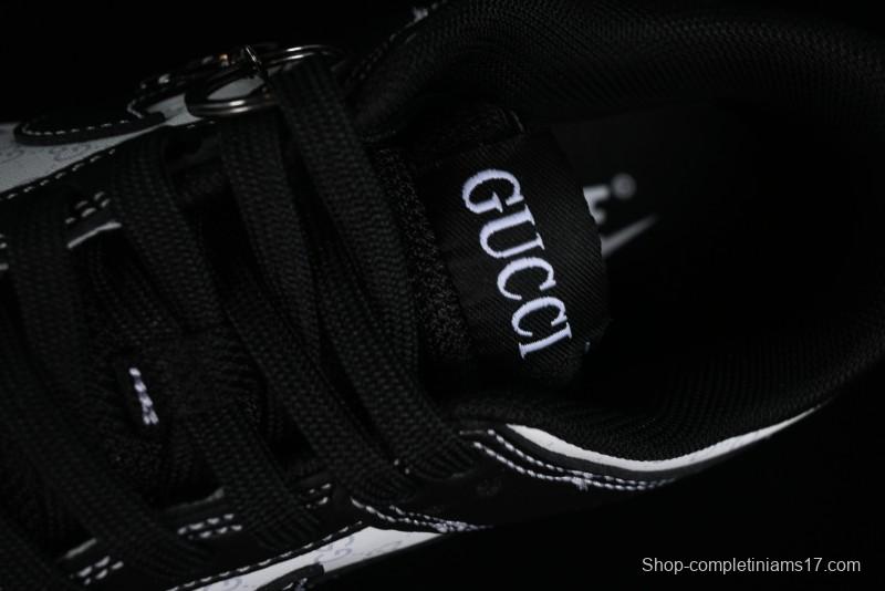 Nike SB Dunk Low Gucci Collaboration - Double G Embroidery Black Swoosh Anniversary Custom Low-Top Casual Skate Shoes - SF1588-136