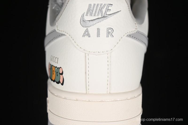 Nike Air Force 1 '07 Low Gucci Collaboration - Beige Grey Linen Casual Sneakers - XZ3398-688