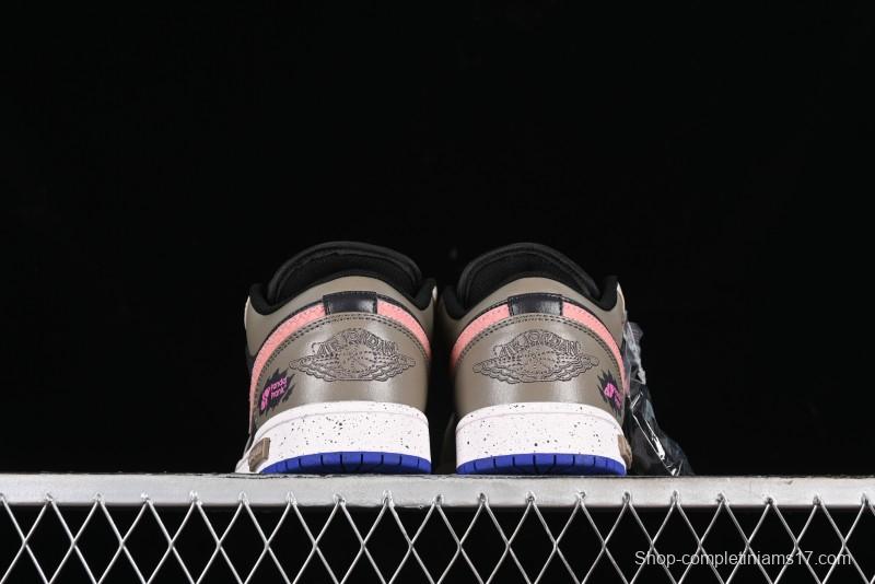 Nike Air Jordan 1 Low Retro Basketball Shoes with Panda Mischief Pioneer Knight Design - 553558-154