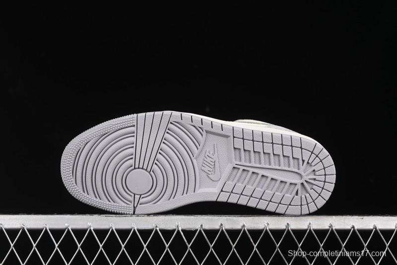 Nike Air Jordan 1 Low Stussy Collaboration - Light Green Elegant Grey Retro Basketball Shoes - WG8850-016