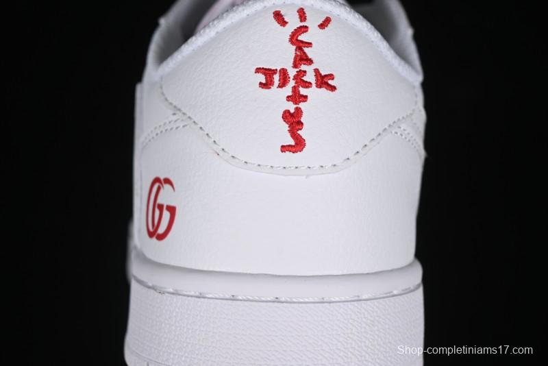 Nike Travis Scott x Fragment Design x Air Jordan 1 Low OG SP AJ1 Gucci Collaboration - White Low-Top Casual Sneakers LJ5188-014