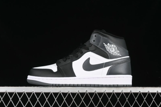 Nike Air Jordan 1 Mid AJ1 White Black Grey Mid-Top Casual Sneakers - DQ8426-001