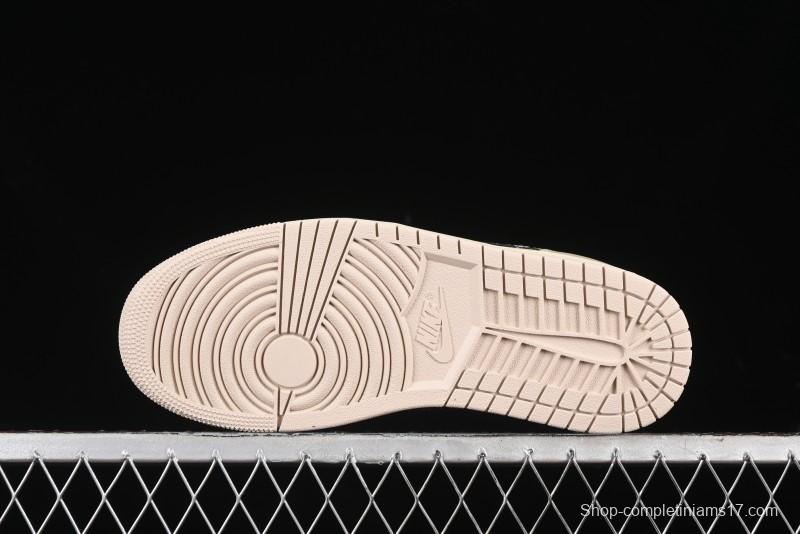 Nike Air Jordan 1 Low Retro Basketball Shoes in Soft Beige with Black Logo Accent - HQ3440-101