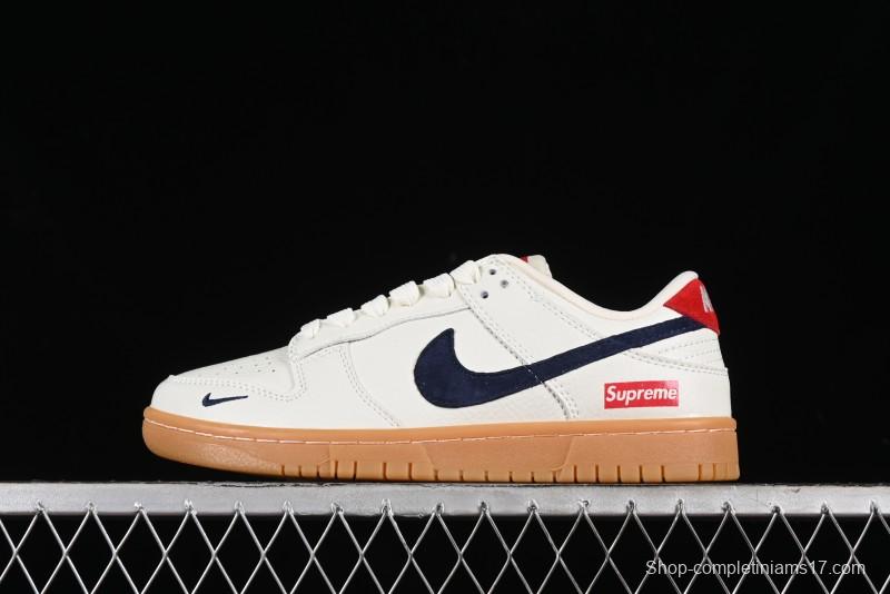 Nike SB Dunk Low Supreme Collaboration - Off White Gum Anniversary Customized Low-Top Casual Skate Shoes - JH8310-945