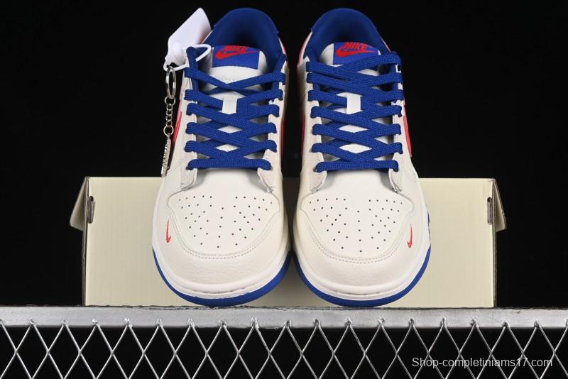 Nike SB Dunk Low Championship Collaboration - Off-White Red Swoosh Anniversary Custom Low-Top Casual Skate Shoes - KK1688-021