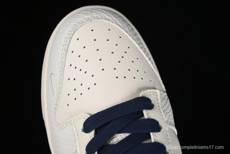 Nike SB Dunk Low Supreme Collaboration - White Dragon Scale Anniversary Custom Low-Top Casual Skate Shoes - BB8685-101