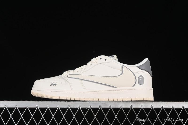 Nike Travis Scott x Fragment Design x Air Jordan 1 Low OG SP AJ1 Bape Collaboration - LJ5188-012