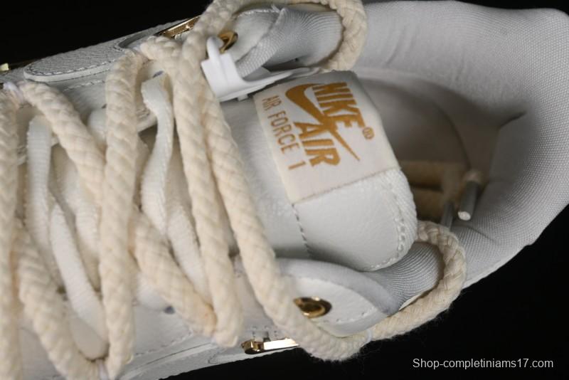 Nike Air Force 1 '07 Low Beige Deconstructed Swoosh Casual Sneakers - FX3654-111