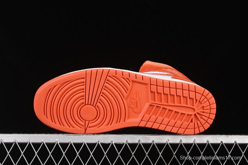 Nike Air Jordan 1 Mid Basketball Shoes in White and Orange Colorway - BQ6472-108
