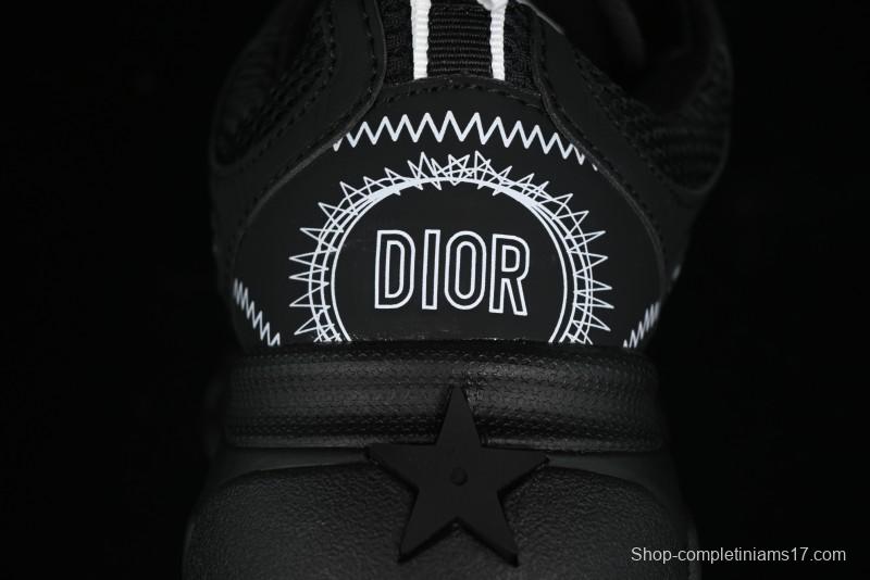 Dior Chrono Round Toe Lace-Up Lifestyle Casual Running Sneakers - 6865 BLACK WHITE