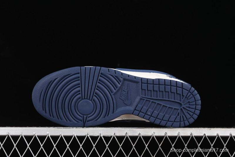 Nike SB Dunk Low Stussy Collaboration - Off White with Big Blue Swoosh Anniversary High-End Custom Low-Top Casual Skate Shoes - XY1688-009