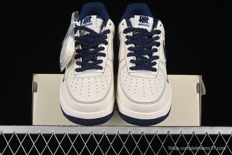 Nike Undefeated x Air Force 1 Low Casual Sneakers in Dark Blue Hemp with Reflective Details - UT2023-205