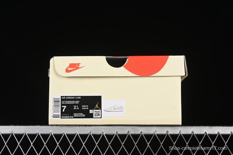 Nike Air Jordan 1 Low Stussy Collaboration - Light Green Elegant Grey Retro Basketball Shoes - WG8850-016