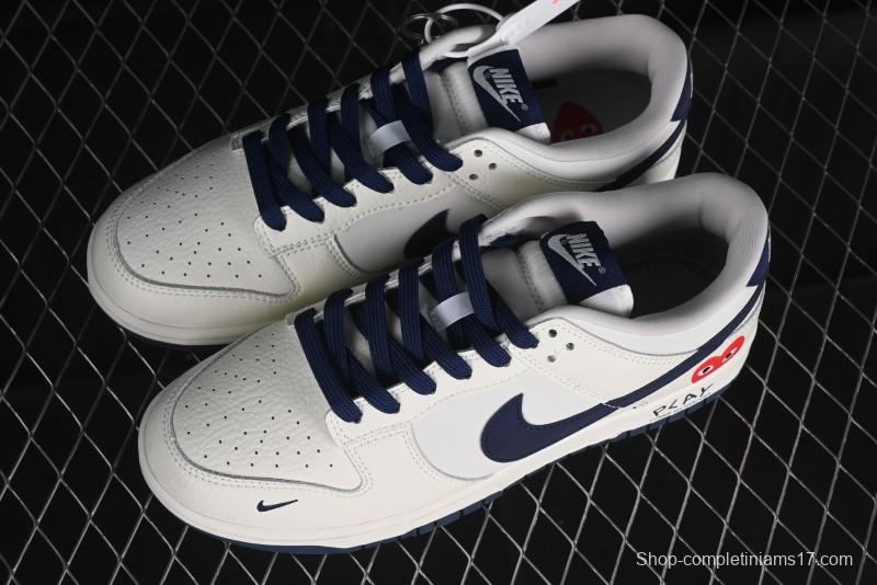Nike SB Dunk Low Comme des Garcons Collaboration - Off-White Blue Swoosh Anniversary Custom Low-Top Casual Sneakers - KK1888-008