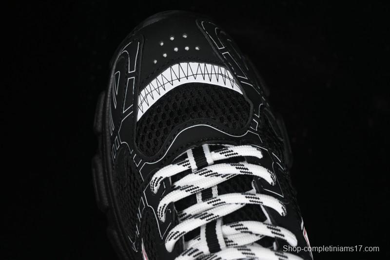 Dior Chrono Round Toe Lace-Up Lifestyle Casual Running Sneakers - 6865 WHITE BLACK