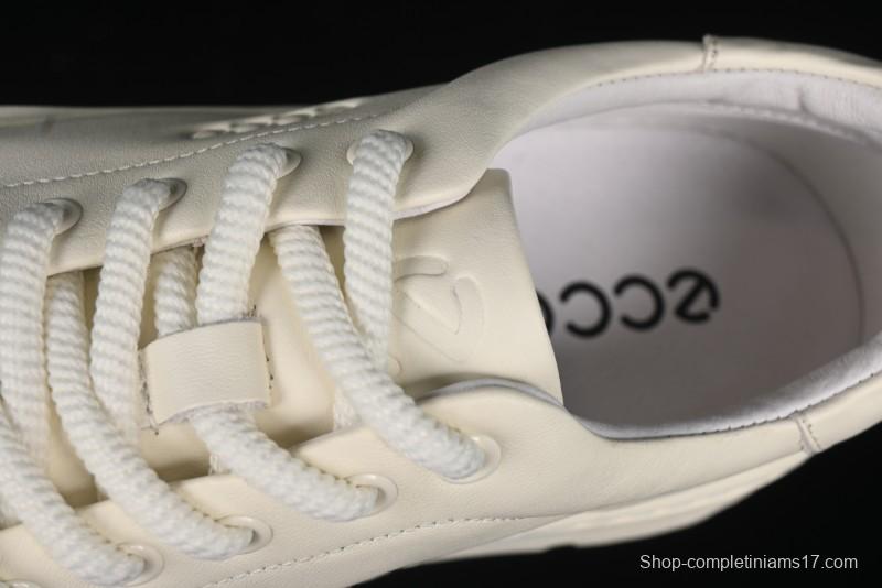 ECCO Street Light Series Autumn Platform Round Toe Versatile Casual White Sneakers 63311901002