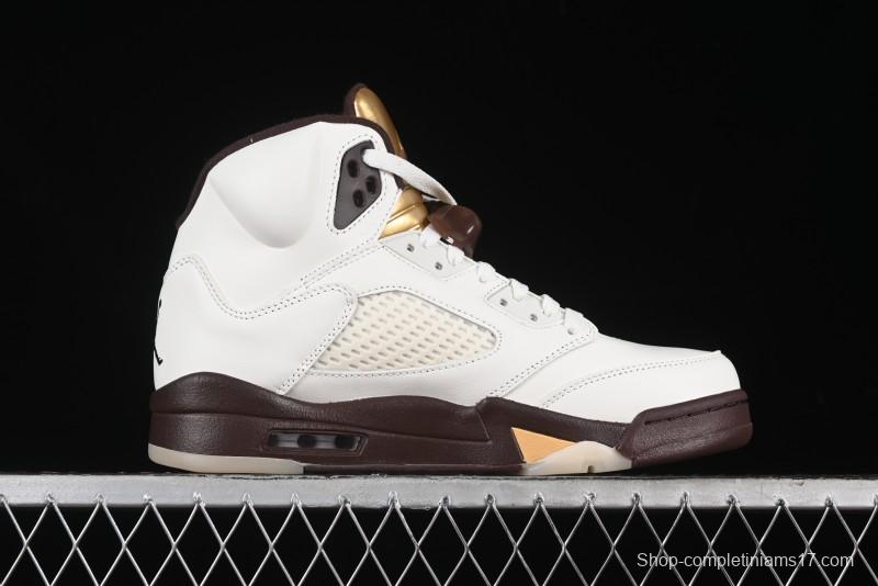 Nike Air Jordan 5 Retro Basketball Shoes in White/Tan - DD9336-200