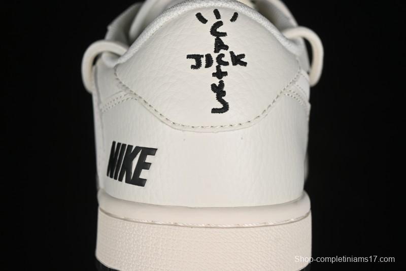 Nike Travis Scott x Fragment Design x Air Jordan 1 Low OG SP AJ1 Black Logo Drawstring Low-Top Casual Sneakers - SJ0086-135