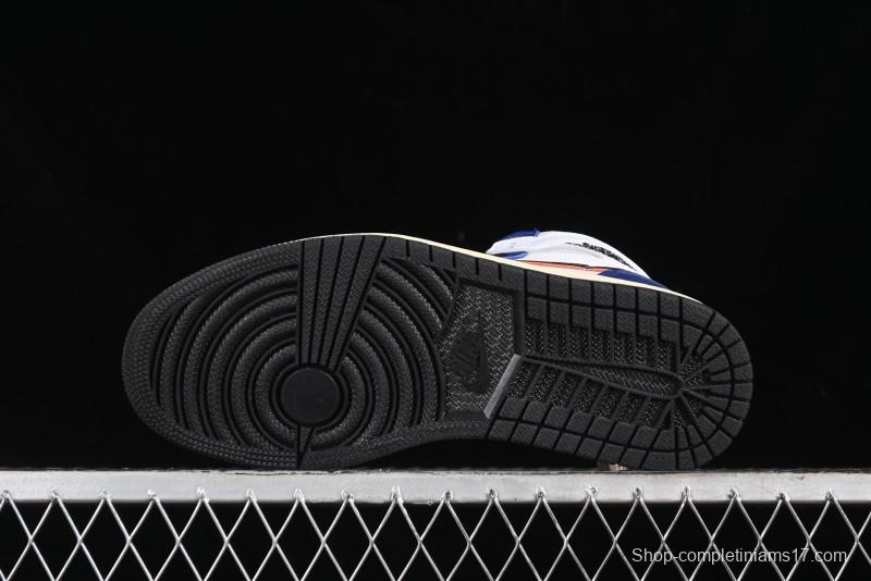 Nike Air Jordan 1 Retro High Basketball Shoes in White Deep Royal Blue - DZ5485-100