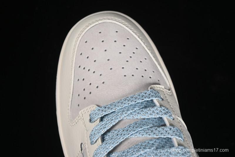 Nike SB Dunk Low Stussy Collaboration - Double Swoosh Ice Blue Anniversary Custom Low-Top Casual Skate Shoes - XX2026-101