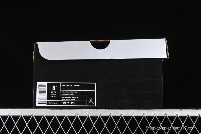 Nike Air Jordan 5 Retro Basketball Shoes with Grey Wolf Colorway - 136027-005