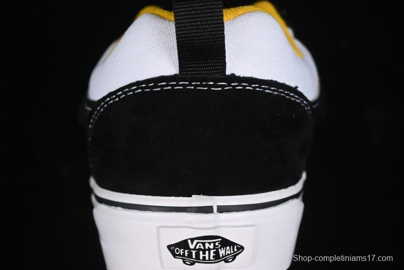 Vans Knu Skool Low-Top Retro Casual Vulcanized Slip-On Sneakers in Black White Yellow - VN000D6C6RJ