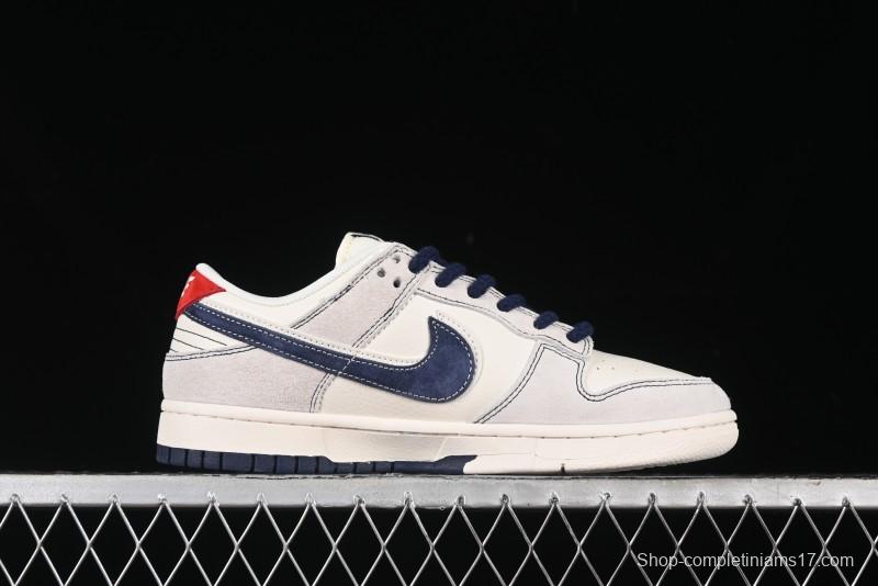 Nike SB Dunk Low The North Face Collaboration - Grey Pigskin Navy Swoosh Anniversary Custom Low-Top Casual Skate Shoes - SJ1089-012