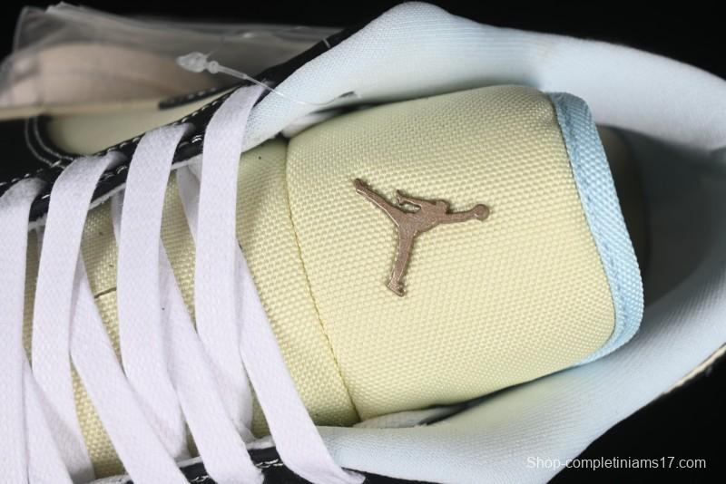 Nike Air Jordan 1 Low "Coconut Milk Black" Casual Basketball Shoes with Contrast Swoosh - HQ3437-101