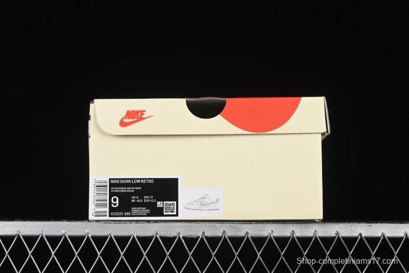 Nike SB Dunk Low Stussy Collaboration - Off White Grey Pig Anniversary Custom Low-Top Casual Skate Shoes - XX2025-888