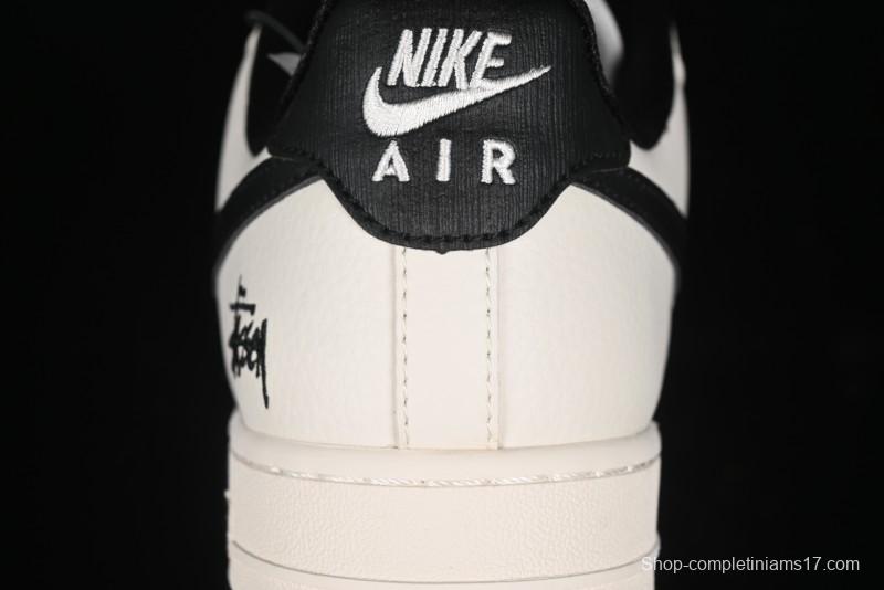 Nike Air Force 1 '07 Low Stussy Collaboration - White Black Low-Top Casual Sneakers - XZ3328-001