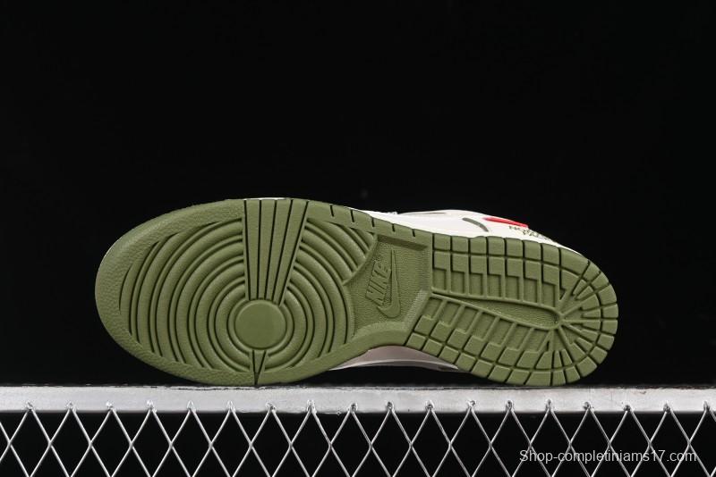 Nike SB Dunk Low Supreme The North Face Collaboration - Beige Green Reflective Swoosh Anniversary Custom Edition Low-Top Casual Skate Shoes - XX2025-638