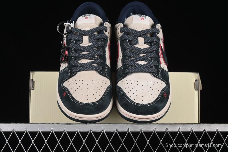 Nike SB Dunk Low Stussy Collaboration - Anniversary High-End Custom Low-Top Casual Skate Shoes - DQ1098-520
