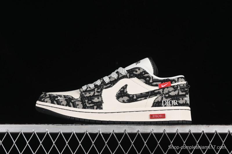 Nike Air Jordan 1 Low AJ1 Dior Collaboration - White Black Red Label Retro Basketball Shoes - SJ9950-036
