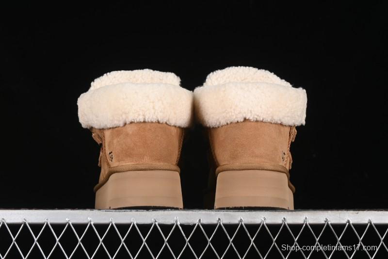 UGG Classic Mini II Fur Lace-Up Platform Short Boots with Treadlite Outsole - 1143954