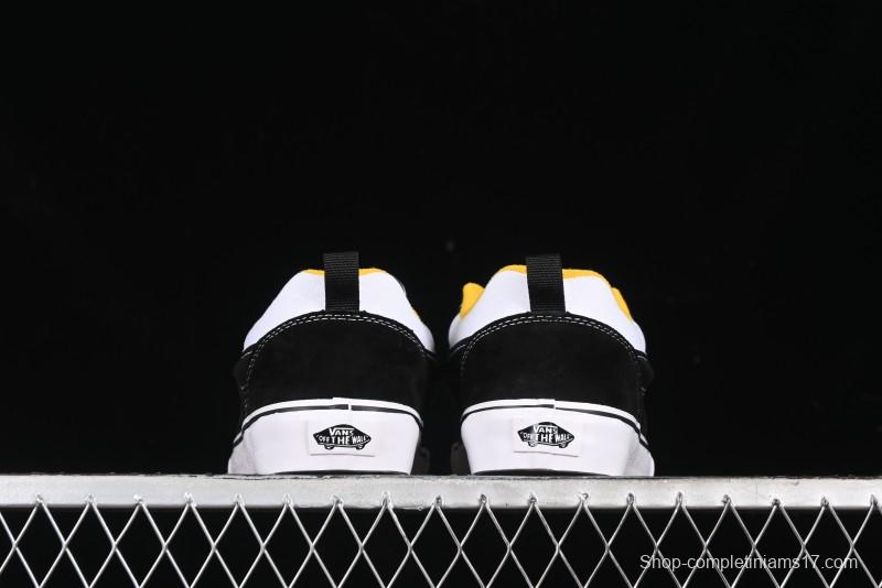 Vans Knu Skool Low-Top Retro Casual Vulcanized Slip-On Sneakers in Black White Yellow - VN000D6C6RJ