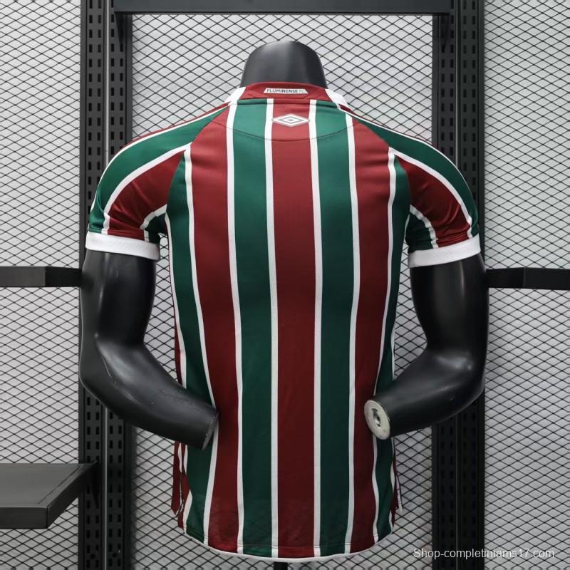 Player Version 25/26 Fluminense Green and Burgundy Vertical Striped with White Trim Jersey