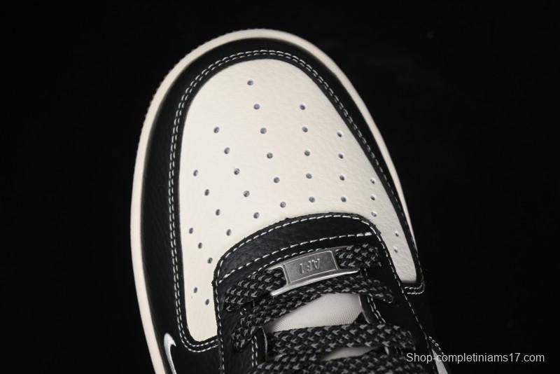 Nike Air Force 1 '07 Low Stussy Collaboration - Black Gum Marked Swoosh Low-Top Casual Sneakers - XZ9688-001