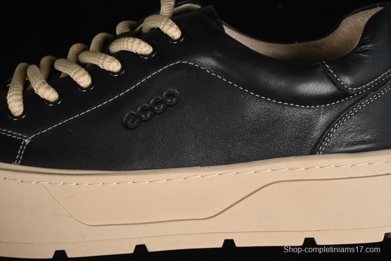 Ecco Street Light Series Autumn Height-Increasing Round-Toe Versatile Casual White Sneakers - 63311901001