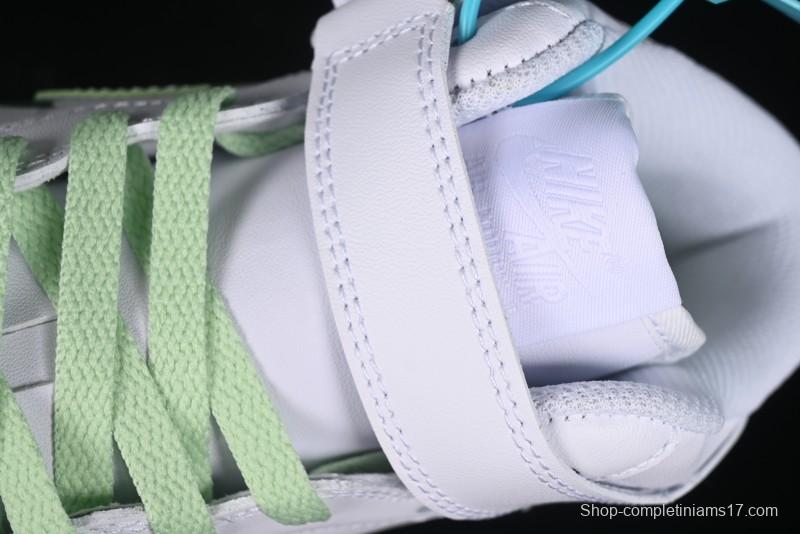 Nike Air Force 1 '07 Mid Hand-Painted White Green with Swoosh Shadow and Strap - CW2289-111