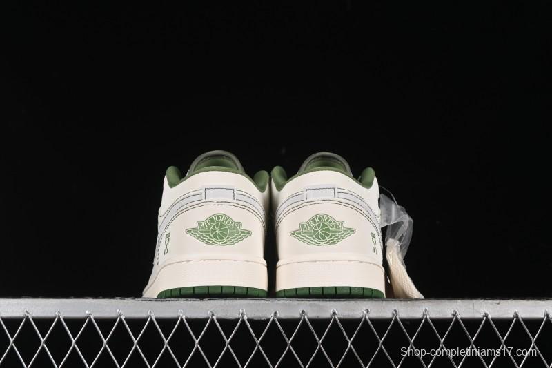 Nike Air Jordan 1 Low OFF-WHITE Collaboration - Retro Basketball Shoes with Beige Green Stitching - CF3688-021