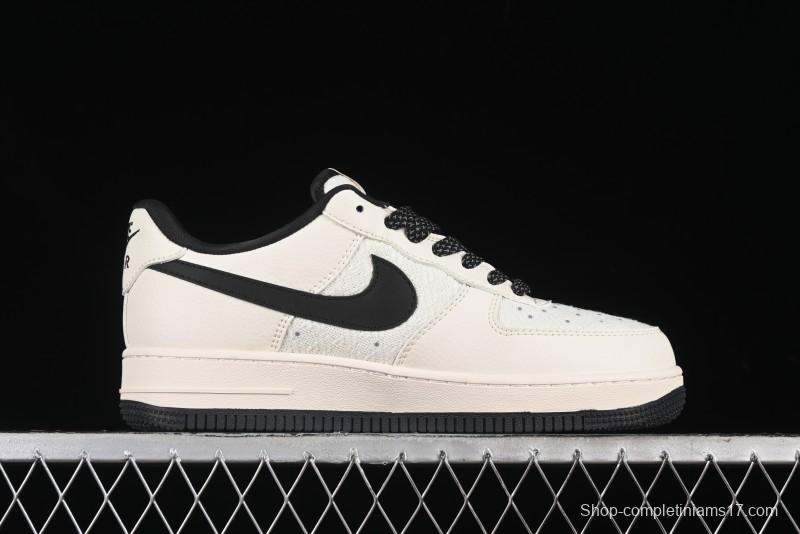 Nike Air Force 1 '07 Low Gucci Collaboration - Dark Blue Linen Casual Sneakers - XZ3398-888