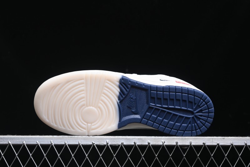 Nike SB Dunk Low Supreme Collaboration - White Blue Color Blocking with Mini Swoosh Anniversary Custom Edition Low-Top Casual Skate Shoes - BB8675-110